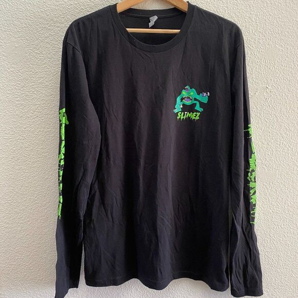 Slimez DJ EDM Spine Snappa Black Long Sleeve Shirt Men's Large - Picture 2 of 4